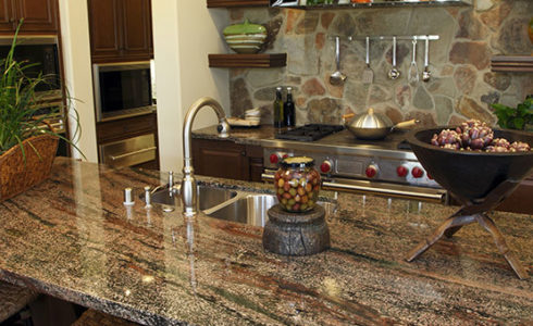 kitchen designs where green granite works