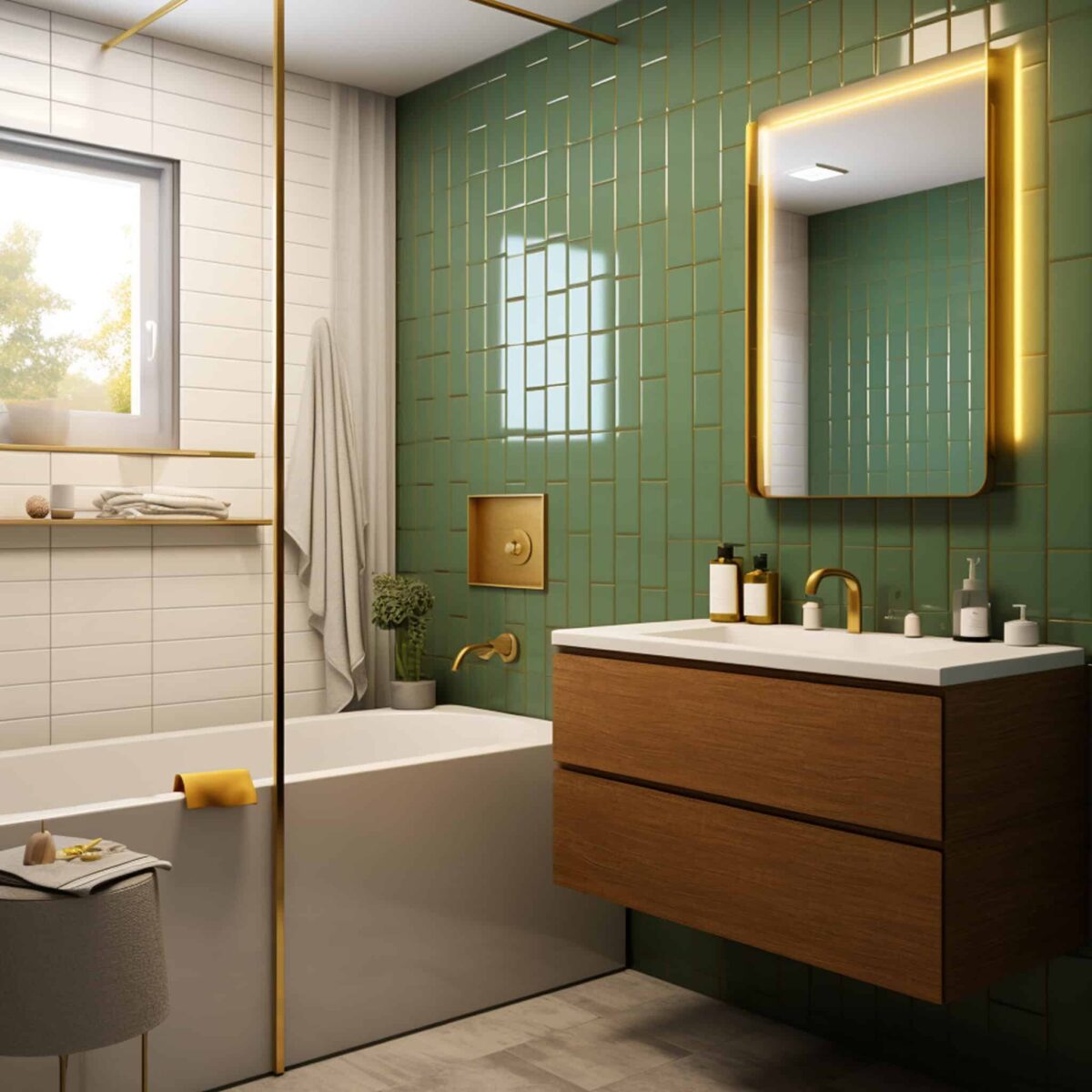 green tiles bathroom