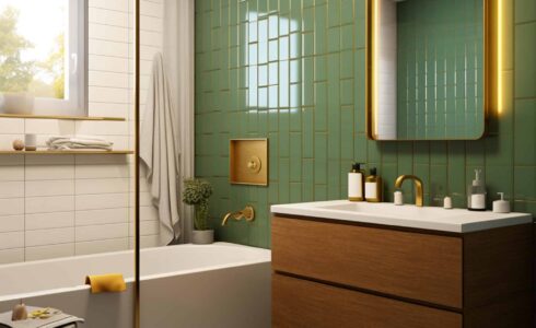 green tiles bathroom