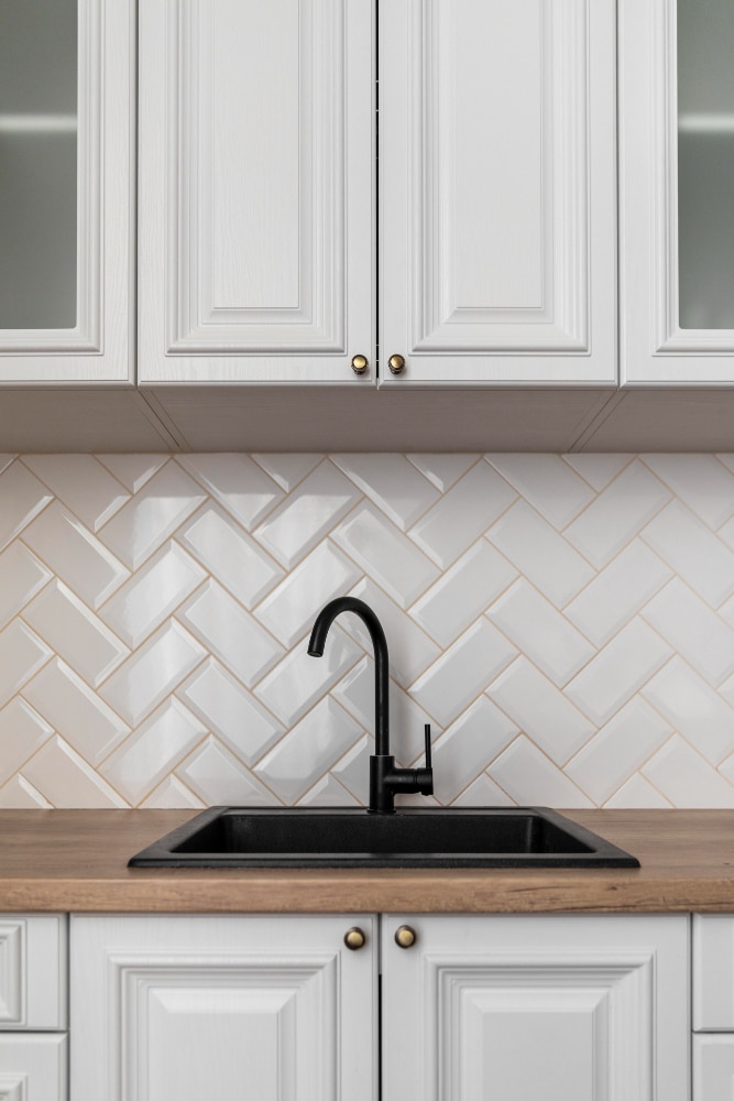 herringbone kitchen backsplash